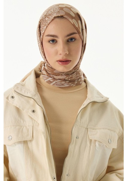 Adalie Geometrik Çiçek Desen Petrol Pamuklu Şal indirimleri