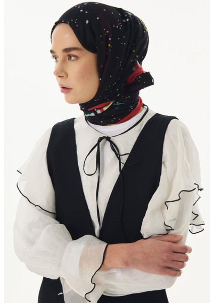Tasha Gezegen Desen Yeşil Pamuklu Şal