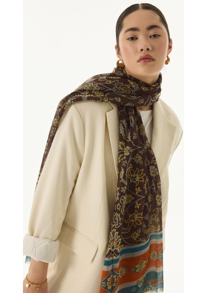 Amaya Etnik Desen Krem-Pudra Pamuklu Şal fiyatları