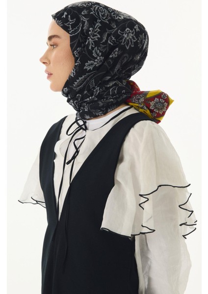 Amaya Etnik Desen Siyah-Sarı Pamuklu Şal modelleri