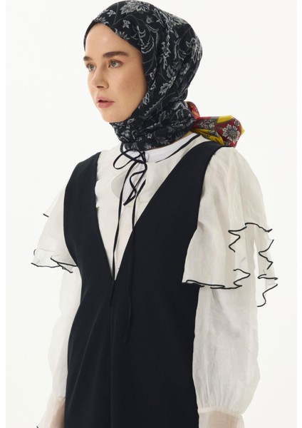 Amaya Etnik Desen Siyah-Sarı Pamuklu Şal indirimleri