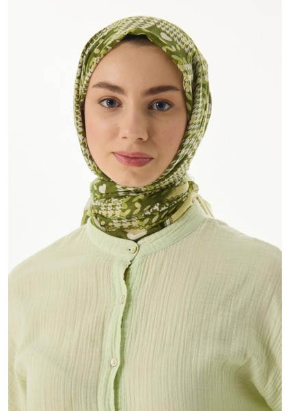 Maya Mini Kalpli Kazayağı Desen Siyah Pamuklu Şal