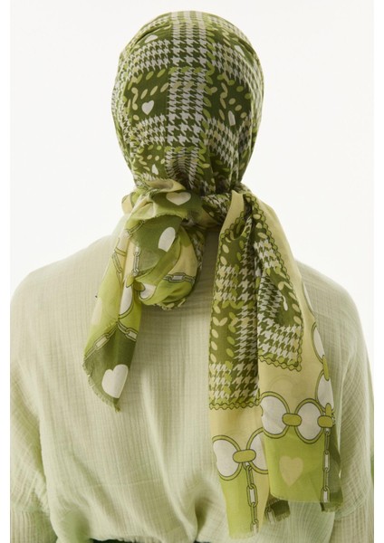 Maya Mini Kalpli Kazayağı Desen Siyah Pamuklu Şal fırsatları