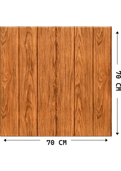 Yeni 70X70CM 0,50M² Kahverengi Kendinden Yapışkanlı Ahşap Lambri Duvar Paneli Köpük Uk-15