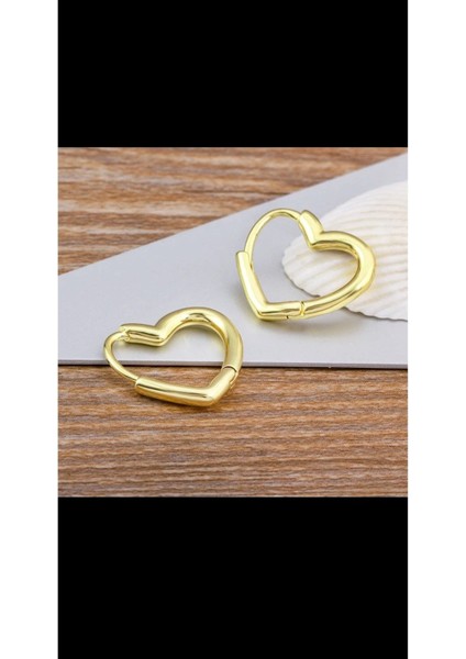 Charm Kalp Şeklinde Altın Kaplama Çelik Küpe Kadın Zarif Takı modelleri