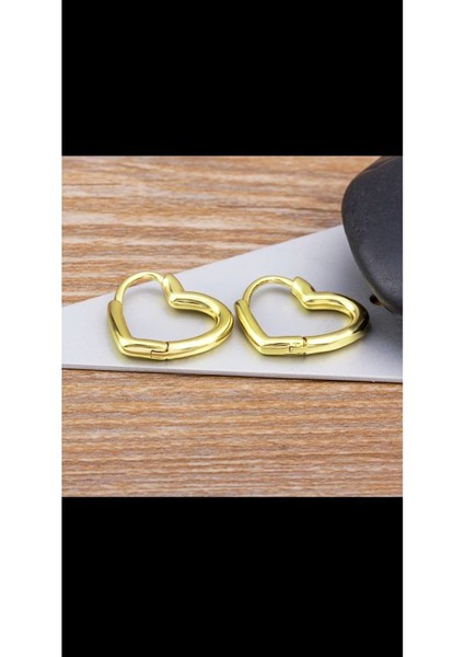 Charm Kalp Şeklinde Altın Kaplama Çelik Küpe Kadın Zarif Takı fırsatları