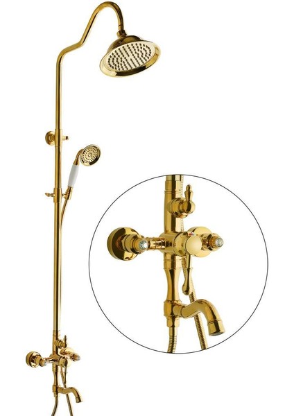 Dıamond Classic Gold Yağmurlama Banyo Bataryalı Duş Seti