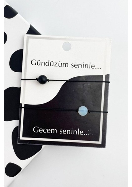 Gündüzüm Seninle Gecem Seninle Çift Bilekliği Aksesuar Şık Hediyelik Takı