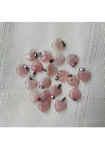 Doğal Kalp Kesim Pembe Kuvars Taşı Kolye Aksesuar Şık Hediyelik fiyatları