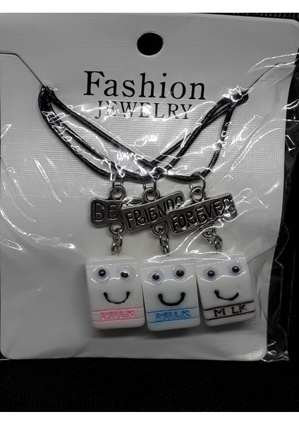 Sevimli Süt Best Friend Bff 3'lü Suni Deri Ipli Kolye Hediyelik