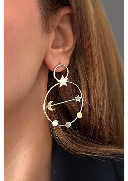 Altın Kaplama Moon Serisi Total Eclips Kadın Çivi Küpe fiyatları