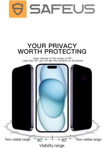 Apple iPhone 15 Plus Tam Kaplayan Hayalet Toz Filtreli Ekran Koruyucu Cam