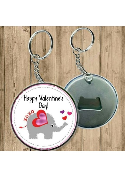 Happy Valentine's Day Anahtarlık - Açacaklı Anahtarlık