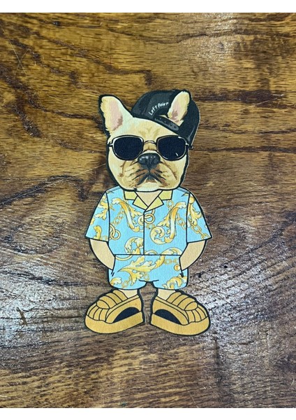 Ütü İle Yapışan Gözlüklü Köpek Arma Dikiş Aplike 14 x 7 cm