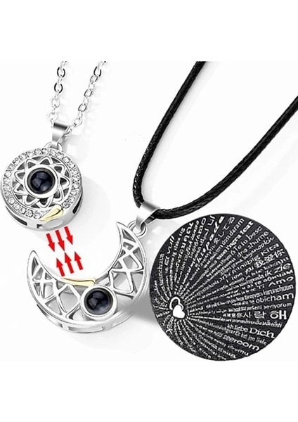 2 Adet Sevgili Kolyesi Mıknatıslı 100 Dilde Seni Seviyorum Projeksiyon Çift Kolyesi fiyatları