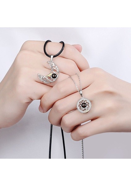 2 Adet Sevgili Kolyesi Mıknatıslı 100 Dilde Seni Seviyorum Projeksiyon Çift Kolyesi modelleri