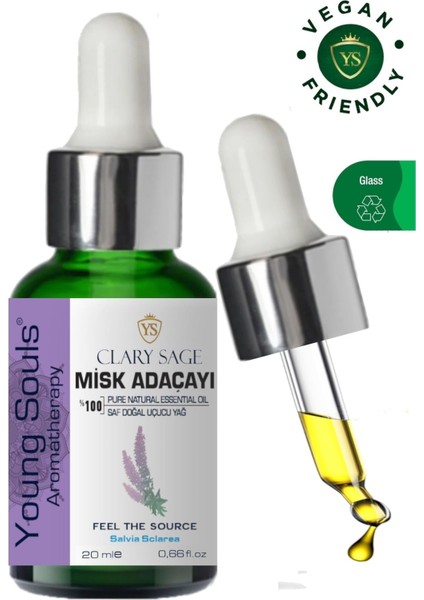 Aromatherapy Clary Sage Essential Oil Misk Adaçayı Uçucu Yağ 20 ml