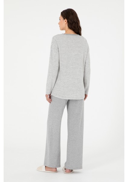 Kadın Gri Melanj Pijama Takım 50302036-VR086 fırsatları