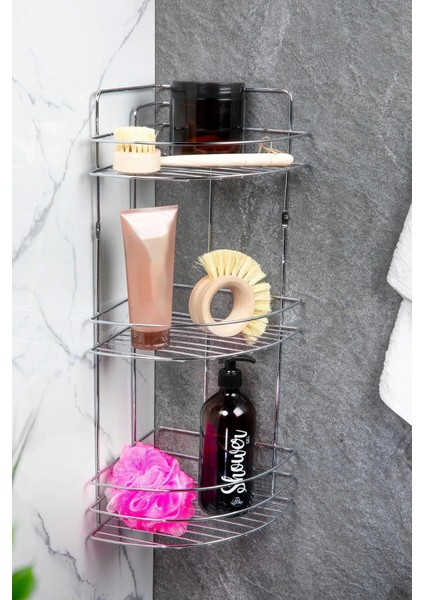 Banyo Aksesuarı 3 lü Set Kare Havluluk + Tuvalet Kağıtlığı + Banyo Köşe Rafı 3 Katlı Şampuanlık Yapışkanlı fiyatları