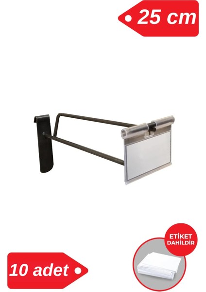 25 cm Siyah Etiketli Tel Pano Kancası Raf Askısı
