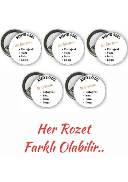 Kişiye Özel Rozet - 5 Adet Rozet - Farklı 5 Adet Rozet