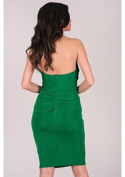 Cafagna Degaje Yaka Straplez Kısa Abiye Elbise YEŞİL modelleri