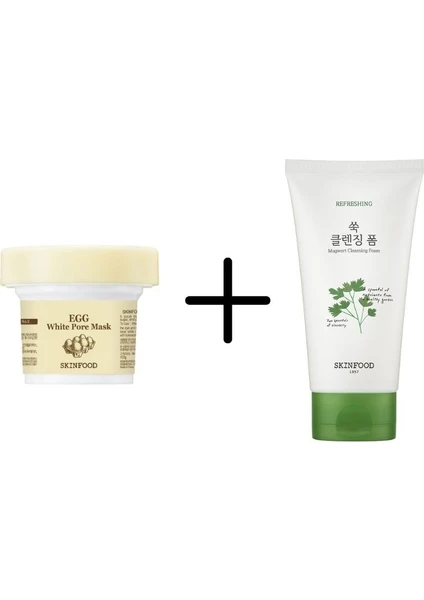 Skinfood Egg White Pore Mask + Vege Garden Cleansing Foam MUGWORT 150ML