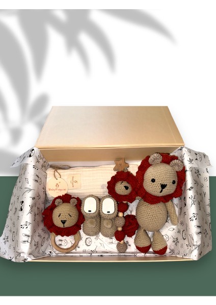 Little - Bebek Hediye Kutusu / Kişiselleştirilebilir Babyshower Yenidoğan Hediye Seti - Lion Box 1