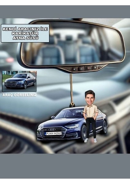 Kendi Aracın Ile Oto Süsü - Karikatür Oto Süsü - Kişiye Özel Dikiz Aynası Süsü
