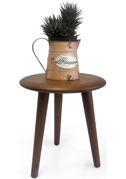 Masif Kayın Tabure Sehpa 3'lü Set Saksılık Üç Ayaklı Yuvarlak Ceviz indirimleri