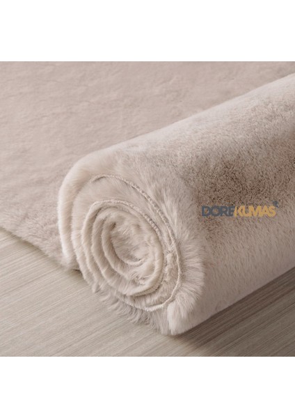 Dore Kumaş Soft Fluffy Tavşan Tüyü Yuvarlak Peluş Halı  Premium Kalite Süet Taban