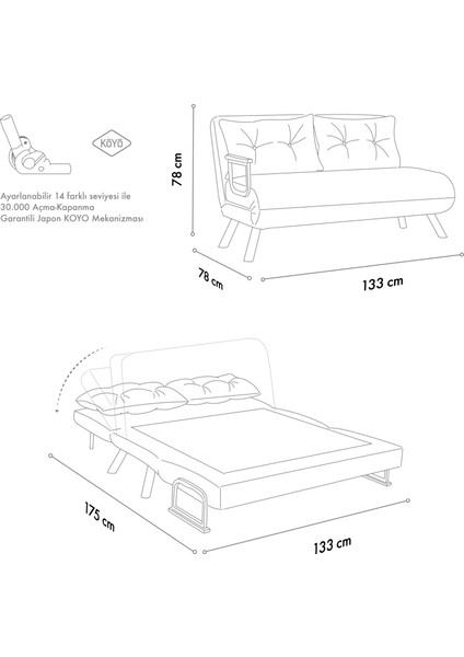 Sando İkili Katlanır Yataklı Koltuk - Gri