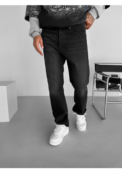 Erkek Baggy Fit %100 Pamuk Basic Jean Pantolon Siyah modelleri