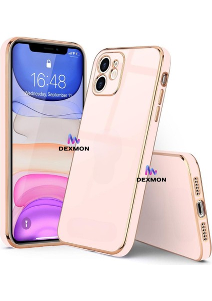 iPhone 11 Uyumlu Kılıf Kamera Korumalı Arkası Renkli Kenarları Parlak Dore Tasarım Kapak fiyatları