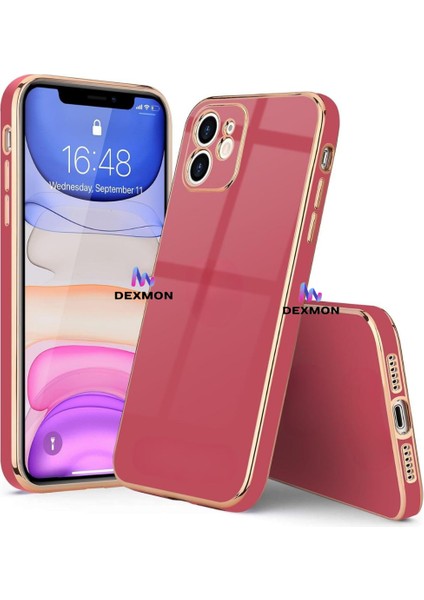 iPhone 11 Uyumlu Kılıf Kamera Korumalı Arkası Renkli Kenarları Parlak Dore Tasarım Kapak fiyatları