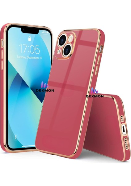 iPhone 15 Uyumlu Kılıf Kamera Korumalı Arkası Renkli Kenarları Parlak Dore Tasarım Kapak fiyatları