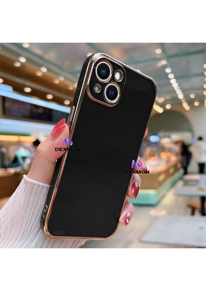 iPhone 13 Uyumlu Kılıf Kamera Korumalı Arkası Renkli Kenarları Parlak Dore Tasarım Kapak fırsatları