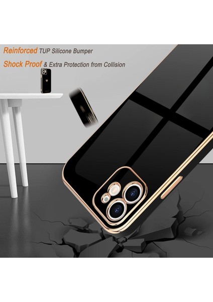 iPhone 15 Pro Uyumlu Kılıf Kamera Korumalı Arkası Renkli Kenarları Parlak Dore Tasarım Kapak fırsatları