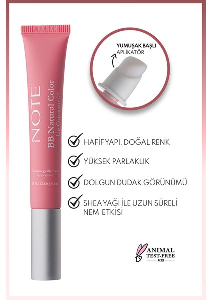 BB Lip Corrector Renk Eşitleyici Dudak Parlatıcısı Açık Pembe 02