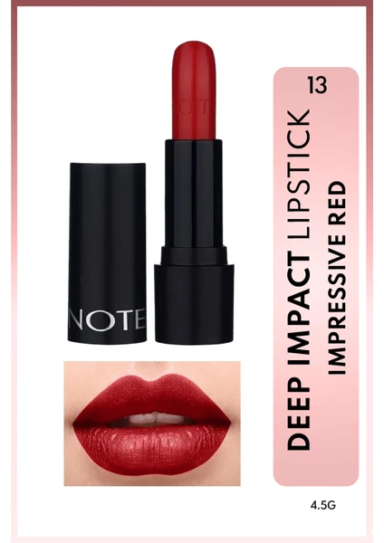 Deep Impact Lipstick Kremsi Dokulu Yarı Parlak Ruj 13 Impressive Red - Kırmızı