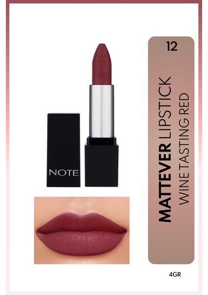 Mattever Lipstick Yarı Mat Saten Bitişli Ruj 12 Wine Tasting Red - Mor