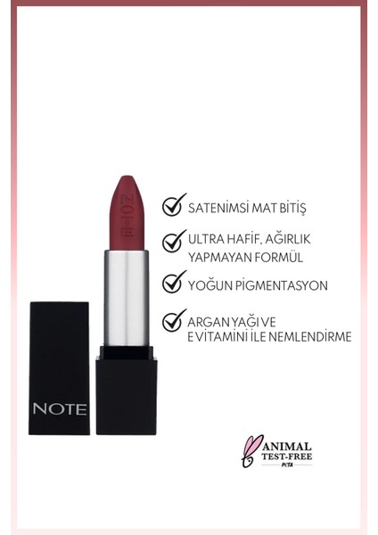 Mattever Lipstick Yarı Mat Saten Bitişli Ruj 12 Wine Tasting Red - Mor