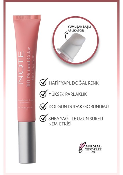 BB Lip Corrector Renk Eşitleyici Dudak Parlatıcısı Şeffaf 01