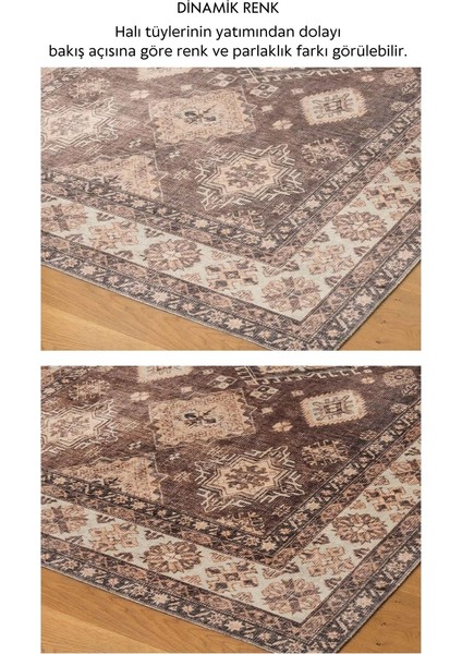 Fuga Yumuşak Dokulu Kahverengi Vintage Desenli Halı Ka 39