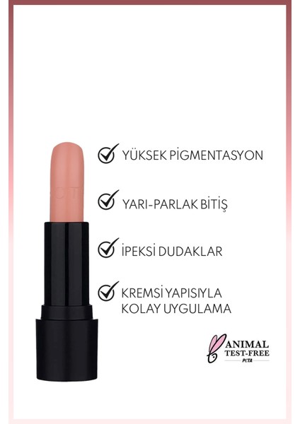 Deep Impact Lipstick Kremsi Dokulu Yarı Parlak Ruj 01 The Better Me Nude - Nude