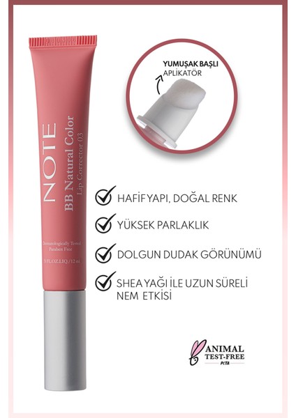 BB Lip Corrector Renk Eşitleyici Dudak Parlatıcısı Pembe 03