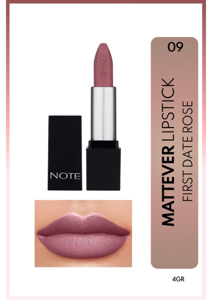 Mattever Lipstick Yarı Mat Saten Bitişli Ruj 09 First Date Rose - Pembe Nude