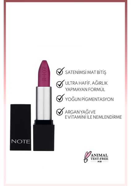 Mattever Lipstick Yarı Mat Saten Bitişli Ruj 10 Shocking Fuschia - Mor