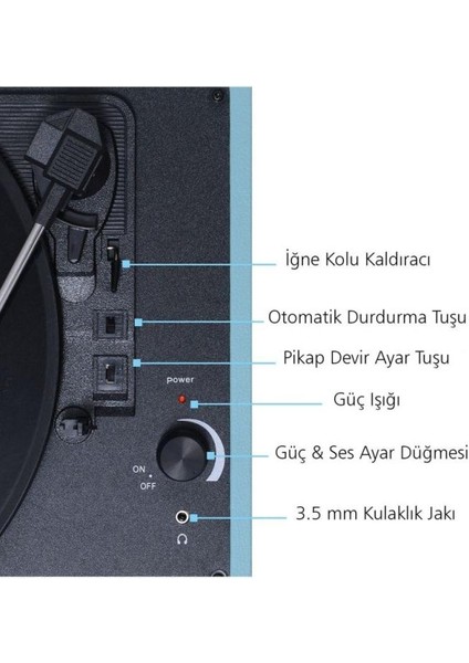 Record Master T310CH Şarj Özellikli Pikap - 33, 45, 78 Devir T310CH- Mavi (Turkuaz) Pikap indirimleri