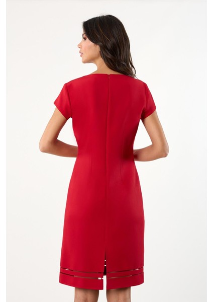 Geppina V Yaka Etek Tüllü Elbise KIRMIZI fiyatları